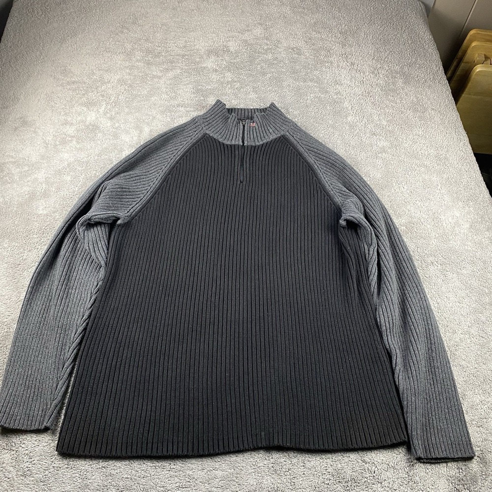 Polo Jeans Co. Ralph Lauren Long Sleeve 1/4 Zip Sweater Mens XXL Gray